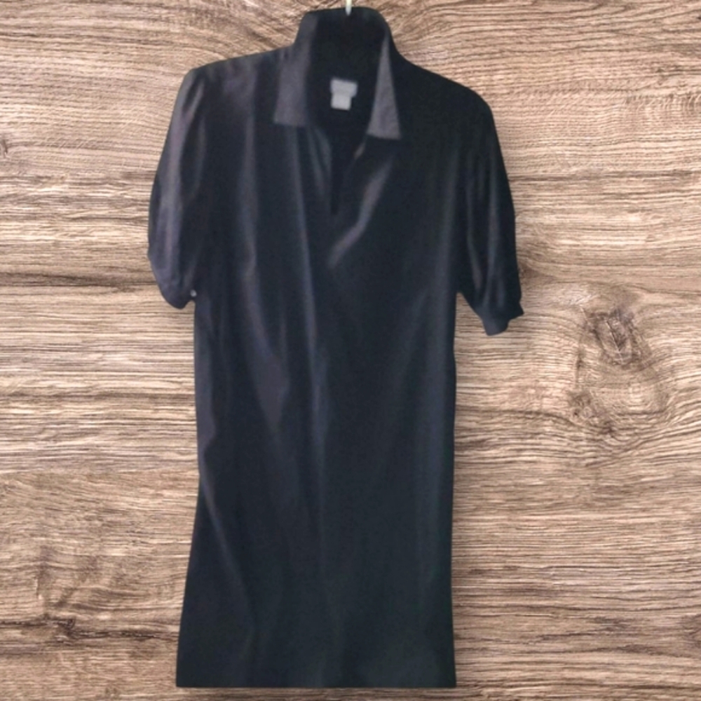 Chico's Black Casual Dress Eyelet Puff Sleeve Sz 3=16/XL.